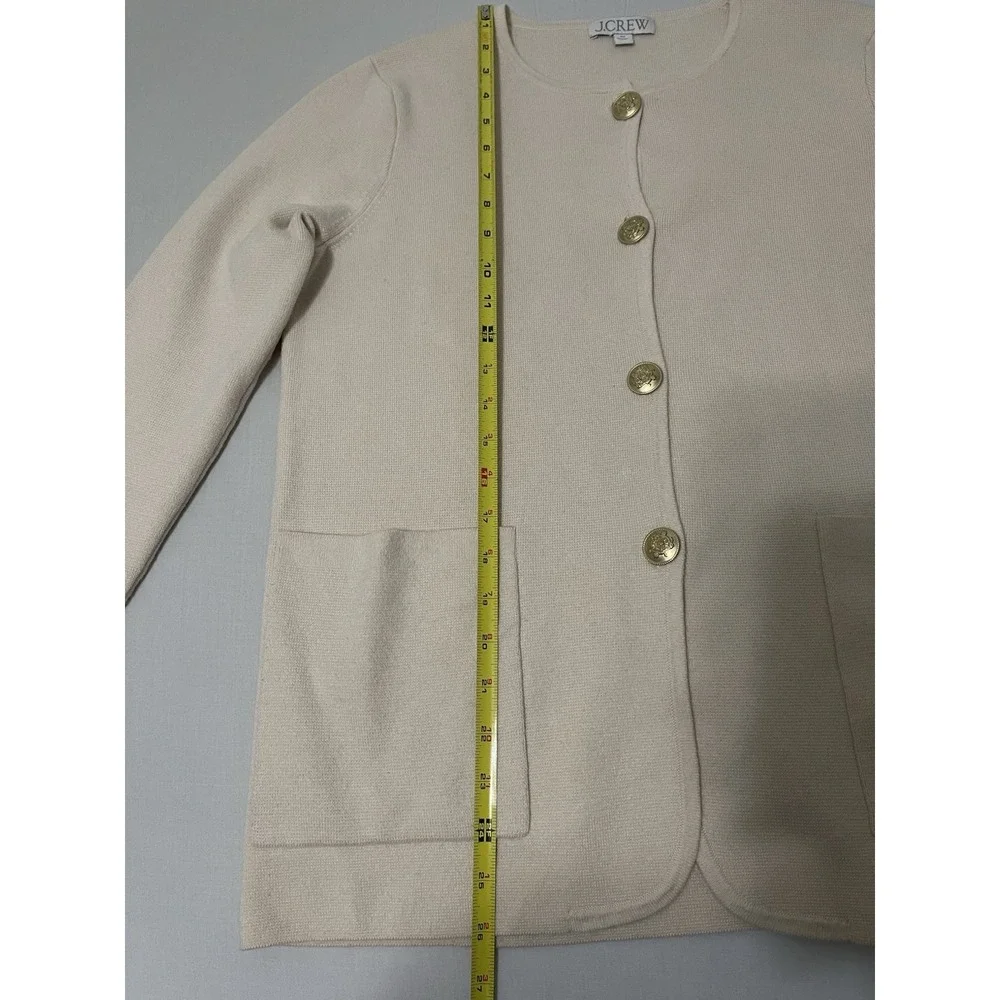 J Crew GISELLE Cardigan Sweater Blazer Women XS Ivory Merino Wool Blend Knit‎